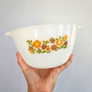Anchor Hocking Fire King Small Mixing Bowl Gingham Floral